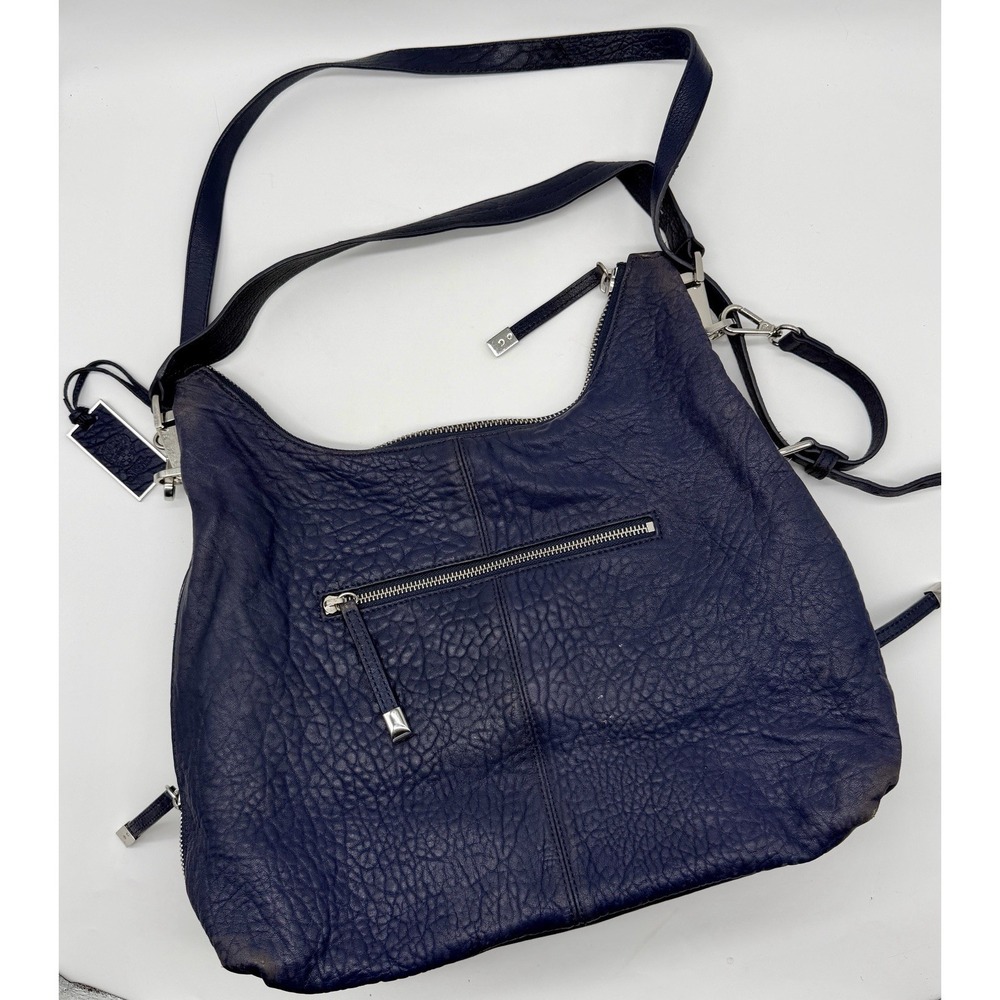 Vince Camuto Riley Hobo Bag Peacoat Blue Bubble Lamb Leather Shoulder‎ Crossbody